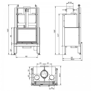 Каминная топка Palazzetti Monoblocco EL 64 frontale
