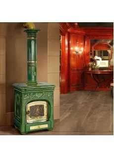 Отопительная печь Sergio Leoni Liberty, green, с колонной