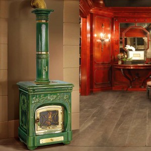 Отопительная печь Sergio Leoni Liberty, green, с колонной