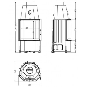 Каминная топка Hark 600/57 K ECOplus, рамка золото