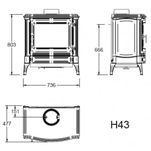Отопительная печь Nestor Martin H43, эмаль, черная