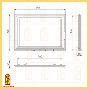 Дверь каминная Мета КАМИЛЛА 800 (ДК800-1С)