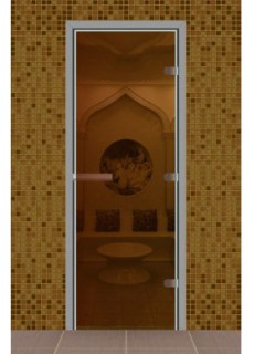 Дверь для турецкой бани без порога, стекло бронза