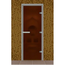 Дверь для турецкой бани без порога, стекло бронза матовое