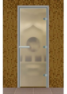Дверь для турецкой бани без порога, стекло матовое