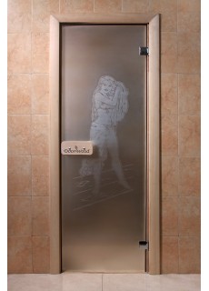 Дверь стекло Сатин с рисунком «Девушка» коробка липа/берёза