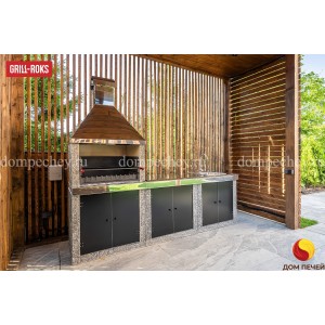 Барбекю Grill-Roks Anna XL + стол + мойка + печь под казан + стол