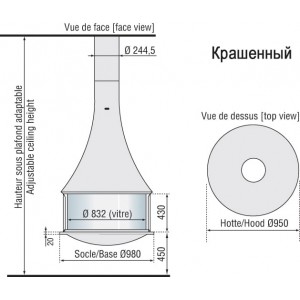 Камин Bordelet Zelia 908 центральный, со стеклом