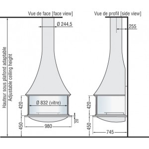 Камин Bordelet Zelia 908 пристенный, со стеклом