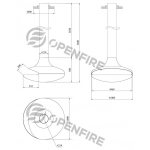 Камин OpenFire Ellips, 1 м, с вращающейся топкой