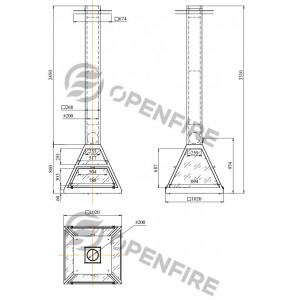 Камин OpenFire Fly, центральный