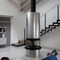 Камин Traforart Diamante Central, со стеклом, Inox