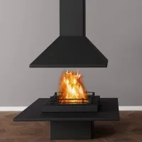 Камин Traforart Vulcano Central, без стекла, полка сталь