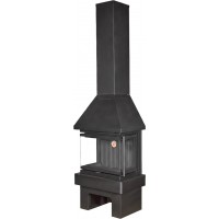 Камин ЭкоКамин Прага три стекла New черный, шамот черный (KPN202B)