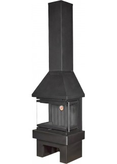 Камин ЭкоКамин Прага три стекла New черный, шамот черный (KPN202B)