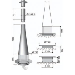 Газовый камин Focus FilioFocus 1600 центральный, со стеклом
