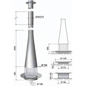 Газовый камин Focus FilioFocus 2000 центральный, со стеклом