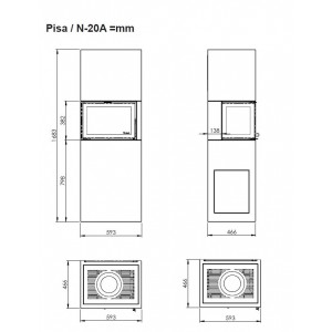 Камин Nordpeis Pisa, топка N-21AR черная правая