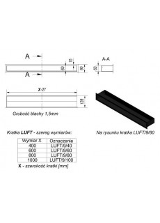 Каминная решетка Kratki люфт графитовая 9x40 (LUFT/9/40/G/SF)