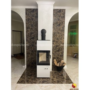 Печь-камин Defro Home Quadroom, белая сталь