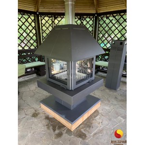 Монтаж камина ЭкоКамин Эклипс островной 4D графит (K185) под ключ