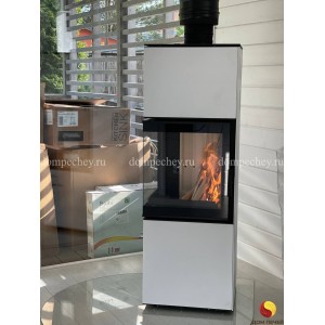 Печь-камин Defro Home Quadroom, белая сталь