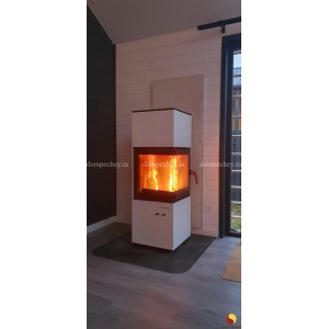 Печь-камин Defro Home Quadroom, белая сталь