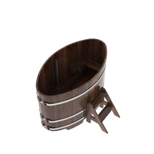 Купель для бани Bentwood овальная, 0,95х1,60х1,2 из лиственницы мореной премиум