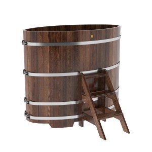 Купель для бани Bentwood овальная, 0,95х1,60х1,4 из лиственницы мореной премиум