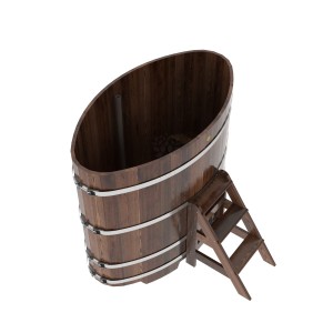 Купель для бани Bentwood овальная, 0,95х1,60х1,4 из лиственницы мореной премиум