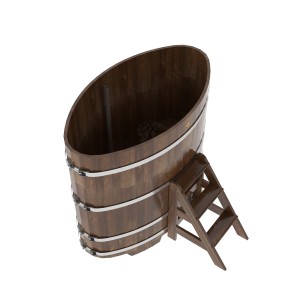 Купель для бани Bentwood овальная, 0,95х1,60х1,4 из сращенных ламелей лиственницы мореной