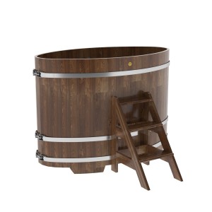 Купель для бани Bentwood овальная, 0,95х1,60х1,2 из сращенных ламелей лиственницы мореной