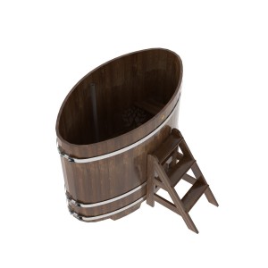 Купель для бани Bentwood овальная, 0,95х1,60х1,2 из сращенных ламелей лиственницы мореной