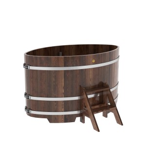 Купель для бани Bentwood овальная, 1,02х1,68х1,2 из лиственницы мореной премиум