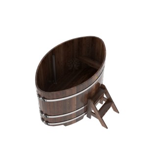 Купель для бани Bentwood овальная, 1,02х1,68х1,2 из лиственницы мореной премиум