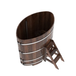 Купель для бани Bentwood овальная, 1,02х1,68х1,4 из лиственницы мореной премиум
