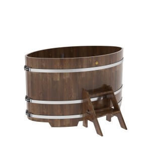 Купель для бани Bentwood овальная, 1,02х1,68х1,0 из сращенных ламелей лиственницы мореной