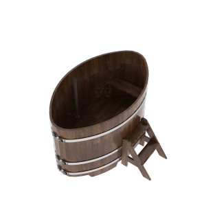 Купель для бани Bentwood овальная, 1,02х1,68х1,0 из сращенных ламелей лиственницы мореной