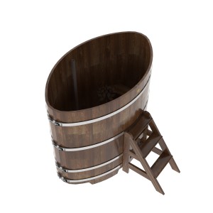 Купель для бани Bentwood овальная, 1,02х1,68х1,4 из сращенных ламелей лиственницы мореной