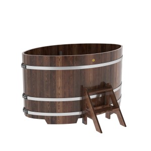 Купель для бани Bentwood овальная, 1,08х1,75х1,1 из лиственницы мореной премиум