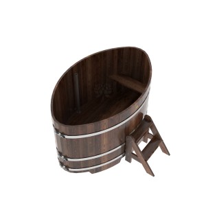 Купель для бани Bentwood овальная, 1,08х1,75х1,1 из лиственницы мореной премиум