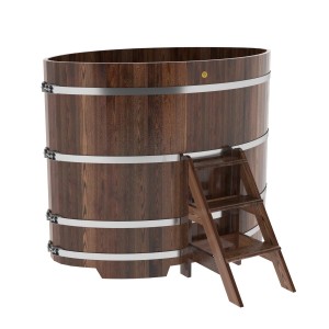 Купель для бани Bentwood овальная, 1,08х1,75х1,4 из лиственницы мореной премиум