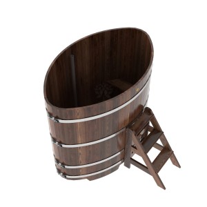 Купель для бани Bentwood овальная, 1,08х1,75х1,4 из лиственницы мореной премиум