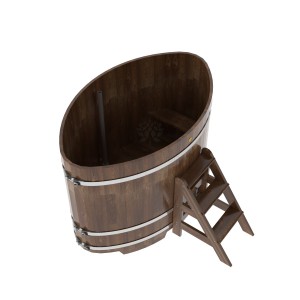Купель для бани Bentwood овальная, 1,08х1,75х1,0 из сращенных ламелей лиственницы мореной