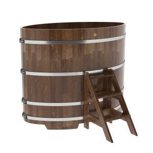 Купель для бани Bentwood овальная, 1,08х1,75х1,4 из сращенных ламелей лиственницы мореной