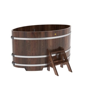 Купель для бани Bentwood овальная, 1,12х1,83х1,0 из лиственницы мореной премиум