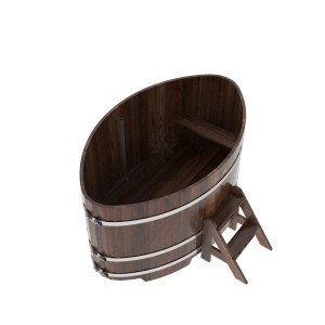 Купель для бани Bentwood овальная, 1,12х1,83х1,0 из лиственницы мореной премиум
