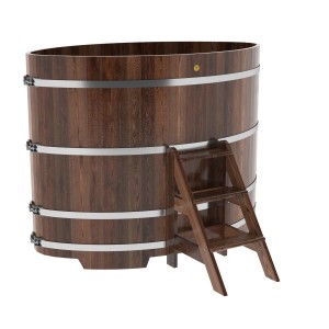 Купель для бани Bentwood овальная, 1,12х1,83х1,4 из лиственницы мореной премиум