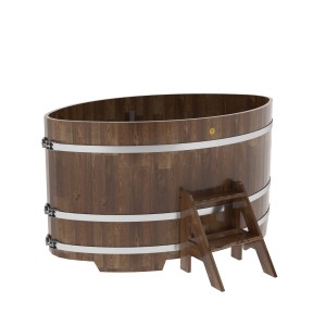 Купель для бани Bentwood овальная, 1,12х1,83х1,1 из сращенных ламелей лиственницы мореной