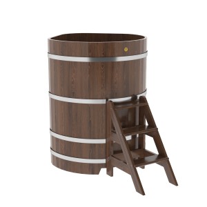 Купель для бани Bentwood угловая, 1,03х1,03х1,4 м из дуба мореного